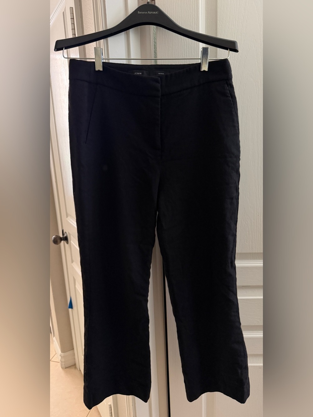 J.Crew Hayden Black Wool Stretch Trouser Pants Size 6T Tall